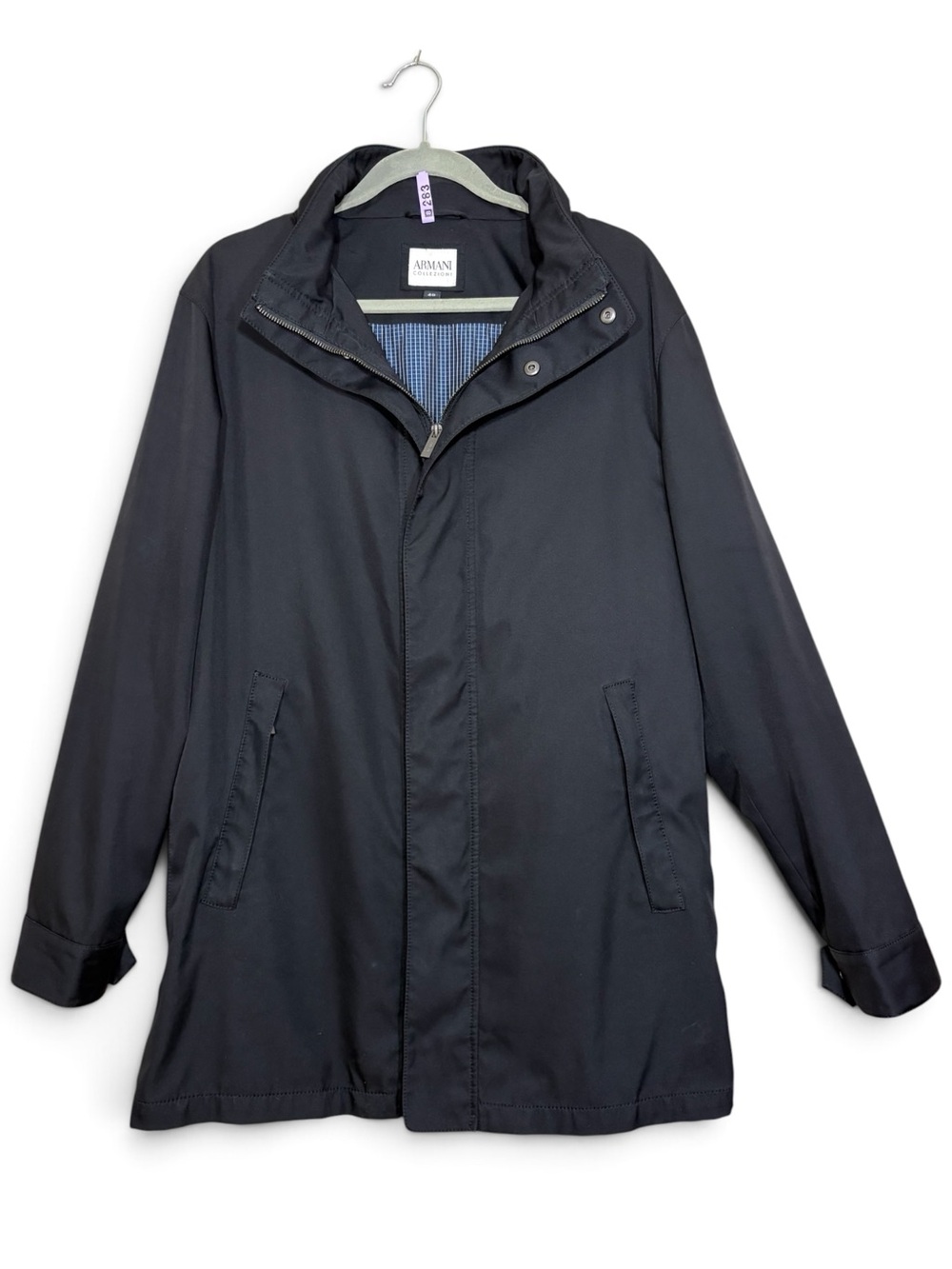Armani Collezioni Black Water Resistant Jacket with Removable Hood- men’s 40